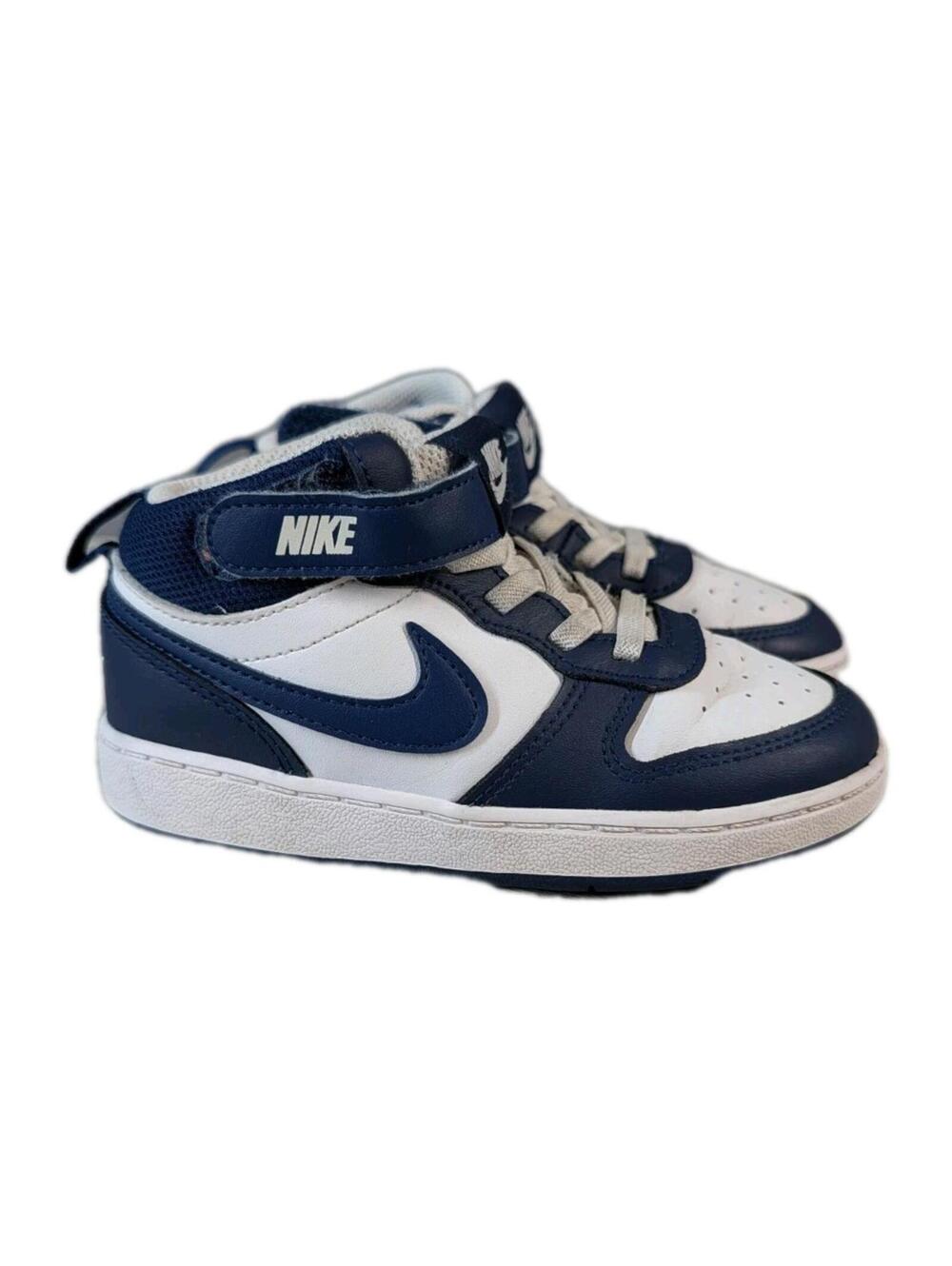 Nike Court Borough Mid 2 Kids Size 10C Blue White High Top Sneakers Shoes